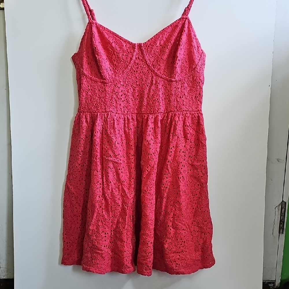 Pink Lace Sleeveless Dress